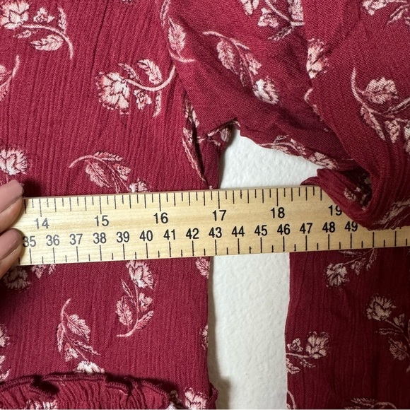 Knox Rose Red Floral Womens Long Sleeve Dress bohemian V-neck above knee - Picture 8 of 10